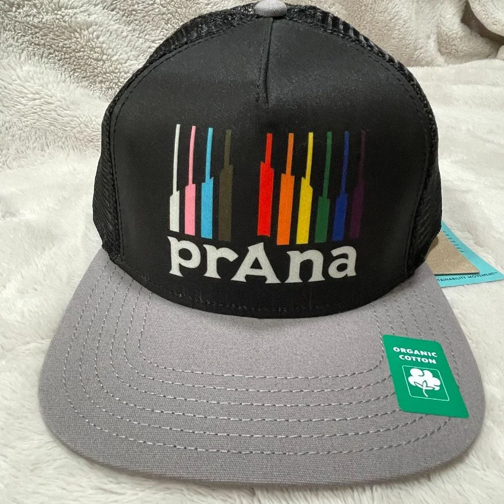 prAna VISTA TRUCKER Hat Unisex Pride Mountain Adjustable Cotton Flat Brim New - Picture 2 of 7